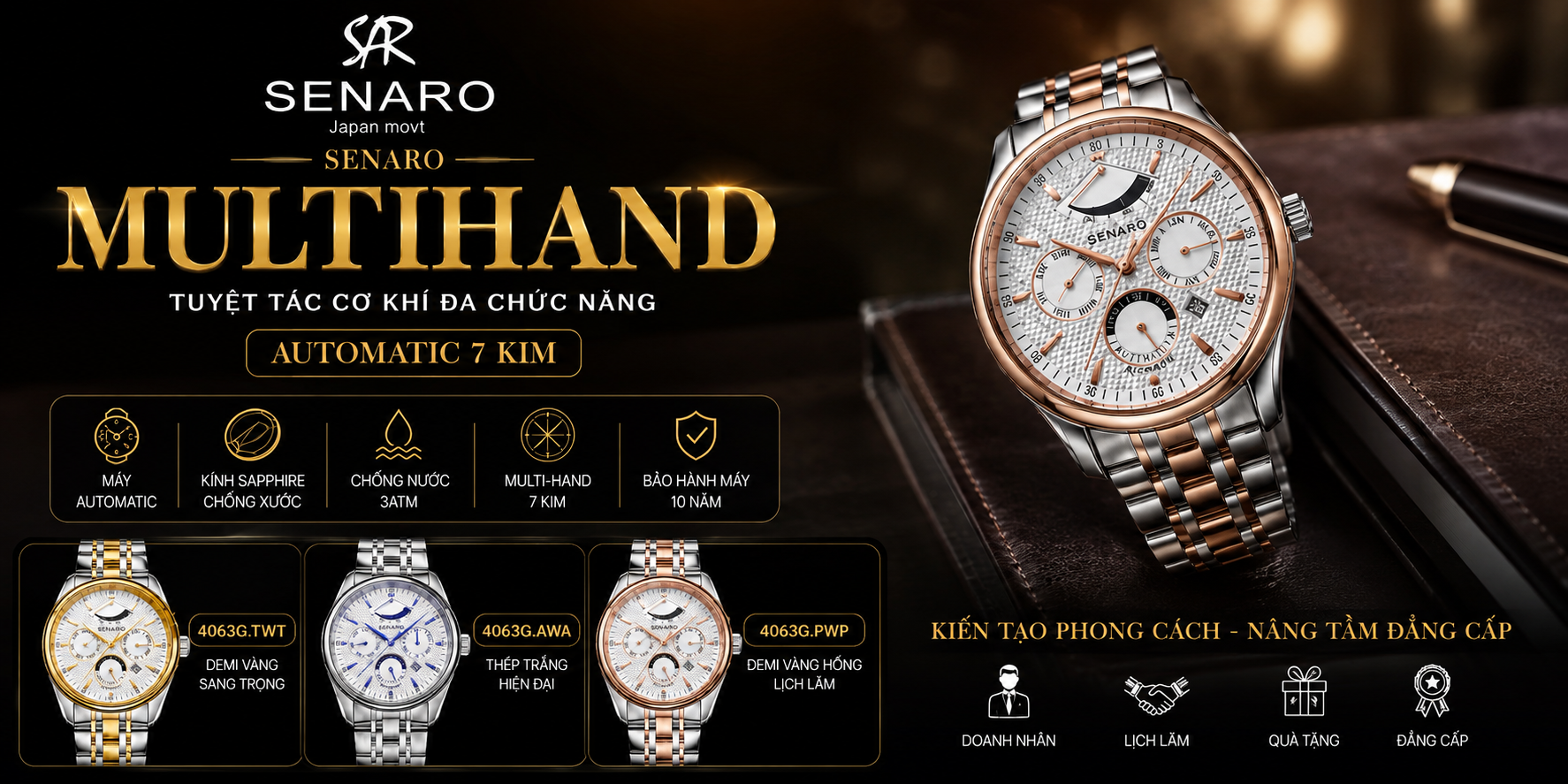Bộ Sưu Tập Đồng Hồ Senaro Multihand – Tuyệt Tác Automatic 7 Kim Đa Chức Năng Dành Cho Quý Ông Thành Đạt